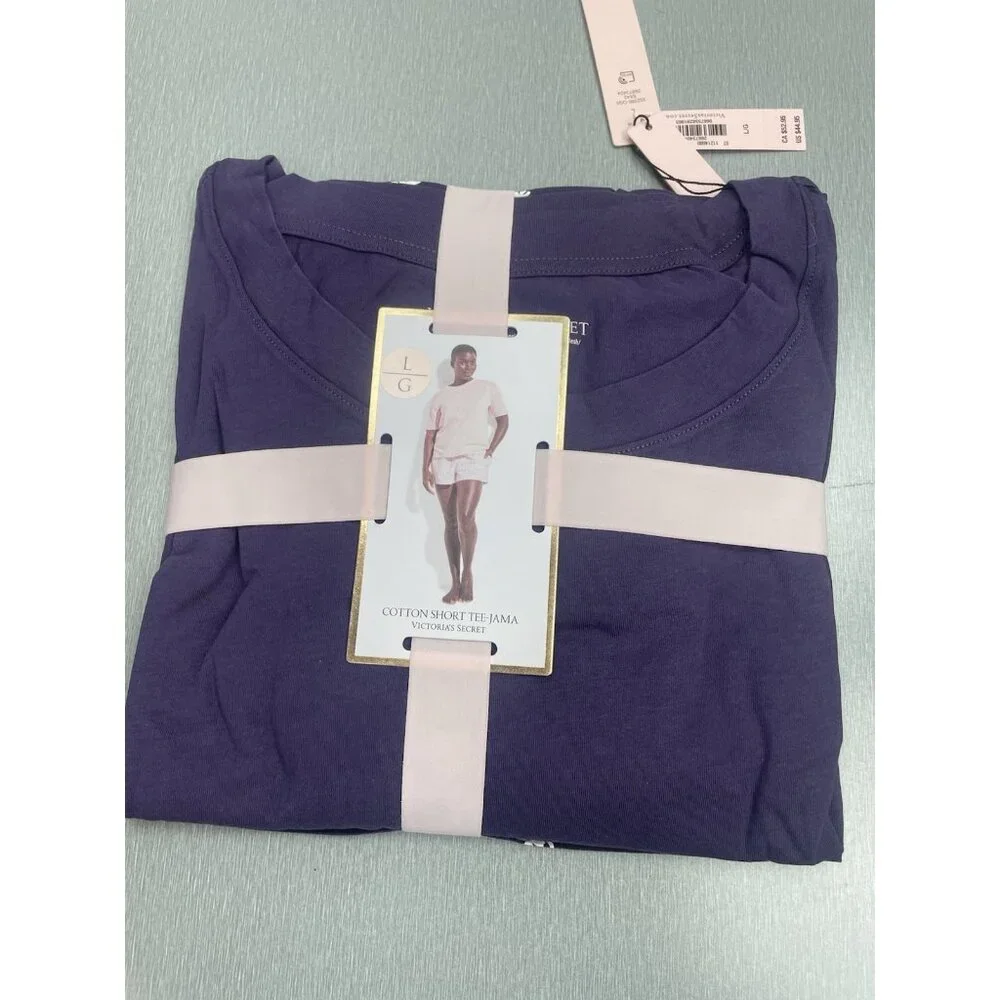 Victoria's Secret PJ  Cotton Women's Tee-Jama Set Size Large Purple
